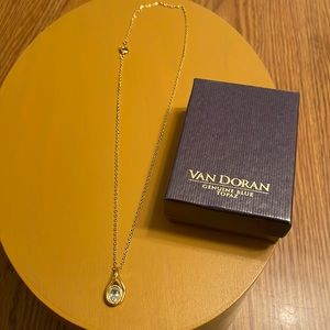 Van Doran Genuine Blue Topaz Gold Chained Necklace